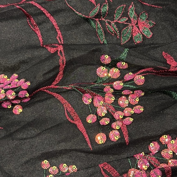 Dress the Population Black Paulette Embroidered Sequins Chiffon Midi Dress - XXS - Picture 6 of 8